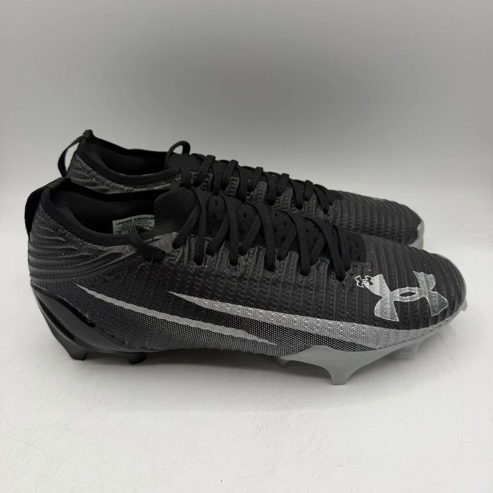 Under Armour UA Blur Pro Football Cleats Mens Sz 9.5 Black Silver 3028220-003